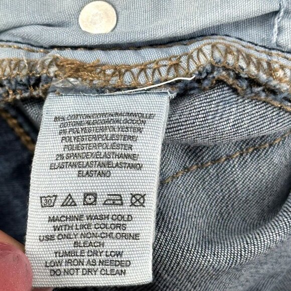 Free People Jeans Women 25 Embroidery Peacock Floral Raw Hem Mid Rise Denim Boho - Picture 10 of 11